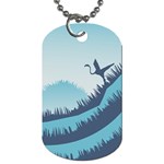 Swan Flying Bird Wings Waves Grass Dog Tag (One Side)