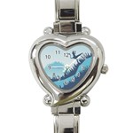 Swan Flying Bird Wings Waves Grass Heart Italian Charm Watch