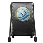 Swan Flying Bird Wings Waves Grass Pen Holder Desk Clock