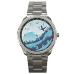 Swan Flying Bird Wings Waves Grass Sport Metal Watch