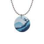 Swan Flying Bird Wings Waves Grass 1  Button Necklace