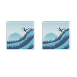 Swan Flying Bird Wings Waves Grass Cufflinks (Square)