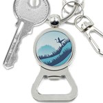 Swan Flying Bird Wings Waves Grass Bottle Opener Key Chain