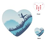 Swan Flying Bird Wings Waves Grass Playing Cards Single Design (Heart)