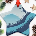 Swan Flying Bird Wings Waves Grass Star Ornament (Two Sides)