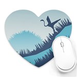 Swan Flying Bird Wings Waves Grass Heart Mousepad
