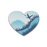 Swan Flying Bird Wings Waves Grass Rubber Coaster (Heart)