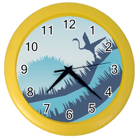 Swan Flying Bird Wings Waves Grass Color Wall Clock from ArtsNow.com Front