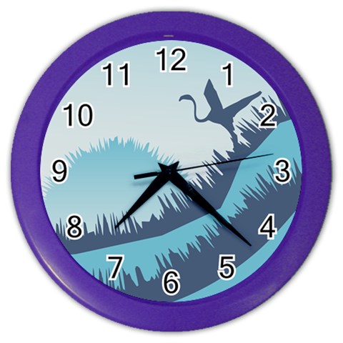 Swan Flying Bird Wings Waves Grass Color Wall Clock from ArtsNow.com Front