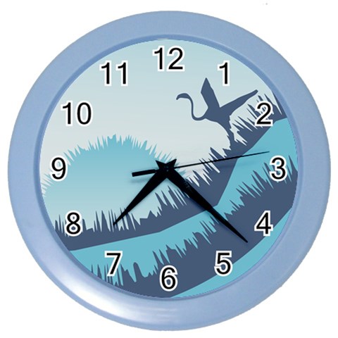 Swan Flying Bird Wings Waves Grass Color Wall Clock from ArtsNow.com Front