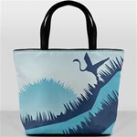 Swan Flying Bird Wings Waves Grass Bucket Bag