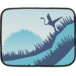 Swan Flying Bird Wings Waves Grass Two Sides Fleece Blanket (Mini)