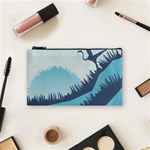 Swan Flying Bird Wings Waves Grass Cosmetic Bag (Small)