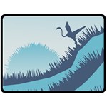 Swan Flying Bird Wings Waves Grass Fleece Blanket (Large)