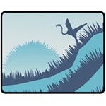 Swan Flying Bird Wings Waves Grass Fleece Blanket (Medium)