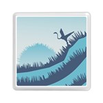 Swan Flying Bird Wings Waves Grass Memory Card Reader (Square)