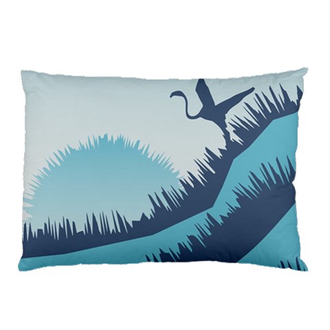 Swan Flying Bird Wings Waves Grass Pillow Case (Two Sides) from ArtsNow.com Front