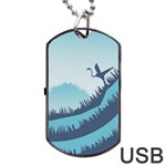 Swan Flying Bird Wings Waves Grass Dog Tag USB Flash (Two Sides)