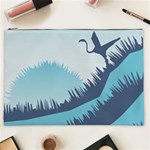 Swan Flying Bird Wings Waves Grass Cosmetic Bag (XXL)
