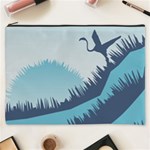 Swan Flying Bird Wings Waves Grass Cosmetic Bag (XXXL)