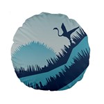 Swan Flying Bird Wings Waves Grass Standard 15  Premium Round Cushions