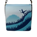 Swan Flying Bird Wings Waves Grass Flap Closure Messenger Bag (L)