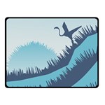 Swan Flying Bird Wings Waves Grass Two Sides Fleece Blanket (Small)