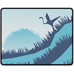 Swan Flying Bird Wings Waves Grass Two Sides Fleece Blanket (Medium)