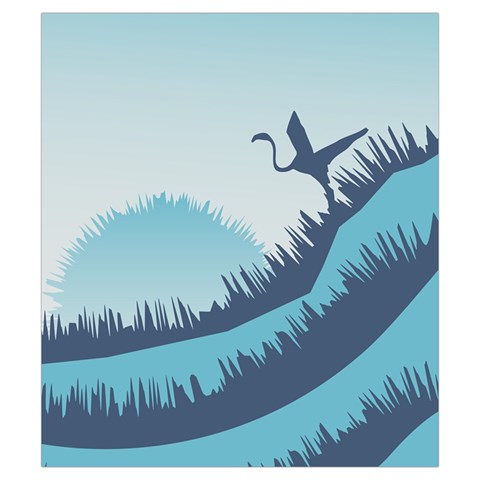 Swan Flying Bird Wings Waves Grass Drawstring Pouch (Small) from ArtsNow.com Front