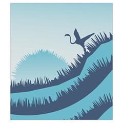 Swan Flying Bird Wings Waves Grass Drawstring Pouch (Small) from ArtsNow.com Front