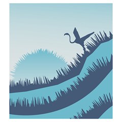 Swan Flying Bird Wings Waves Grass Drawstring Pouch (Medium) from ArtsNow.com Back
