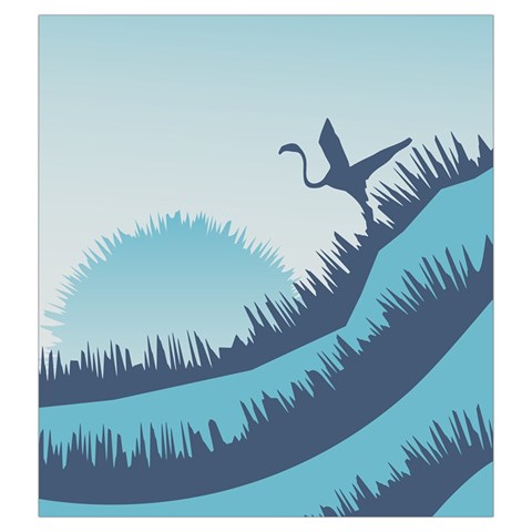 Swan Flying Bird Wings Waves Grass Drawstring Pouch (Large) from ArtsNow.com Front