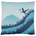 Swan Flying Bird Wings Waves Grass Large Premium Plush Fleece Cushion Case (Two Sides)