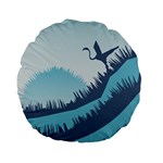 Swan Flying Bird Wings Waves Grass Standard 15  Premium Flano Round Cushions