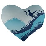 Swan Flying Bird Wings Waves Grass Large 19  Premium Flano Heart Shape Cushions