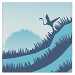 Swan Flying Bird Wings Waves Grass Square Satin Scarf (36  x 36 )