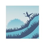 Swan Flying Bird Wings Waves Grass Square Satin Scarf (30  x 30 )