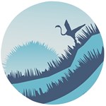 Swan Flying Bird Wings Waves Grass Wooden Bottle Opener (Round)