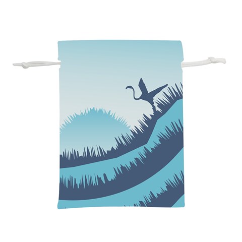 Swan Flying Bird Wings Waves Grass Lightweight Drawstring Pouch (M) from ArtsNow.com Front