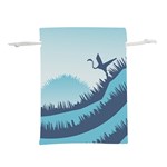 Swan Flying Bird Wings Waves Grass Lightweight Drawstring Pouch (M)