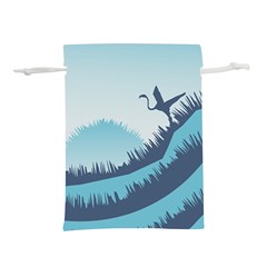Swan Flying Bird Wings Waves Grass Lightweight Drawstring Pouch (M) from ArtsNow.com Back