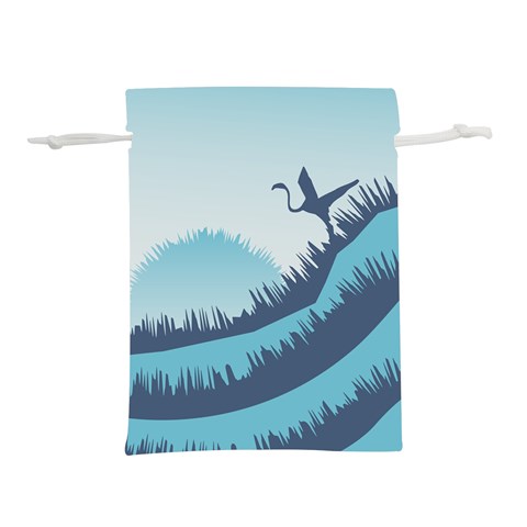 Swan Flying Bird Wings Waves Grass Lightweight Drawstring Pouch (L) from ArtsNow.com Front