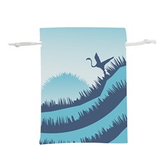 Swan Flying Bird Wings Waves Grass Lightweight Drawstring Pouch (L) from ArtsNow.com Front
