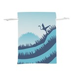 Swan Flying Bird Wings Waves Grass Lightweight Drawstring Pouch (L)