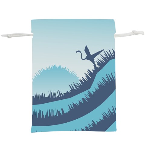 Swan Flying Bird Wings Waves Grass Lightweight Drawstring Pouch (XL) from ArtsNow.com Front