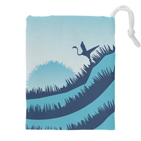 Swan Flying Bird Wings Waves Grass Drawstring Pouch (4XL) from ArtsNow.com Front