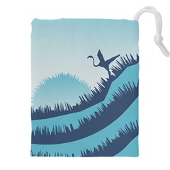 Swan Flying Bird Wings Waves Grass Drawstring Pouch (4XL) from ArtsNow.com Front