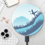 Swan Flying Bird Wings Waves Grass Wireless Fast Charger(White)
