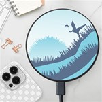 Swan Flying Bird Wings Waves Grass Wireless Fast Charger(Black)