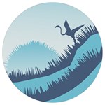 Swan Flying Bird Wings Waves Grass Round Trivet